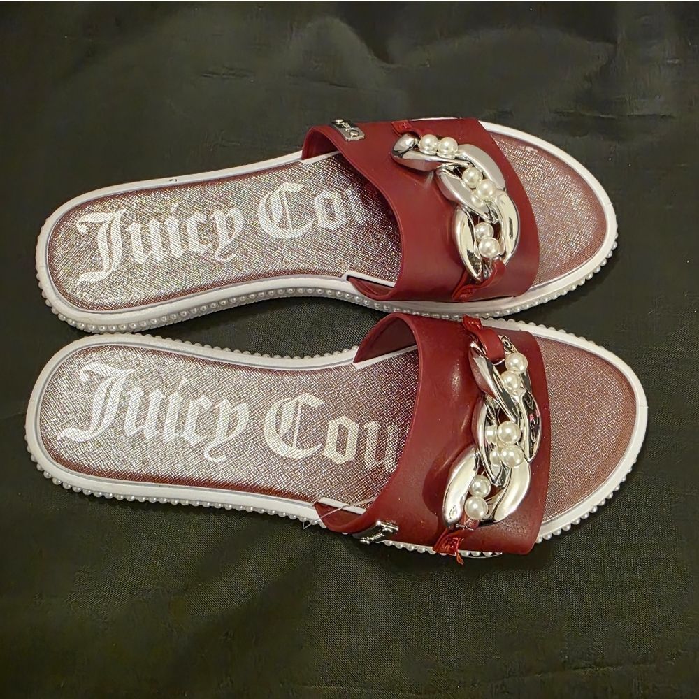 BRAND NEW JUICY COUTURE YENNIFER-2 CHAIN LINKING PEARL  SLIDER R3 - Picture 9 of 13